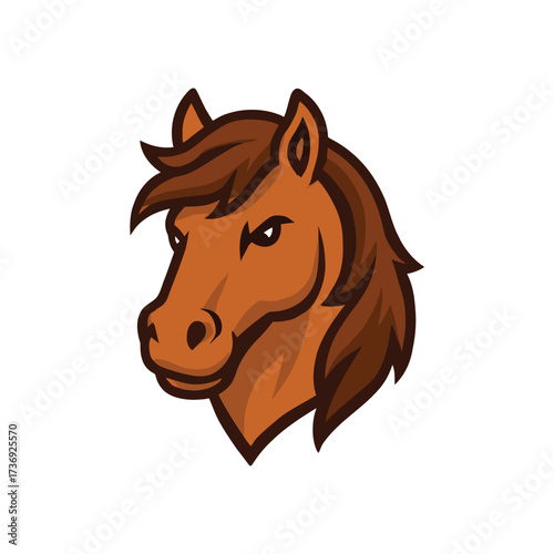 Strong Brown Horse Head Cartoon Vector Illustration Mascot

