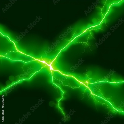 Wallpaper Mural Intense green plasma lightning electric storm Torontodigital.ca