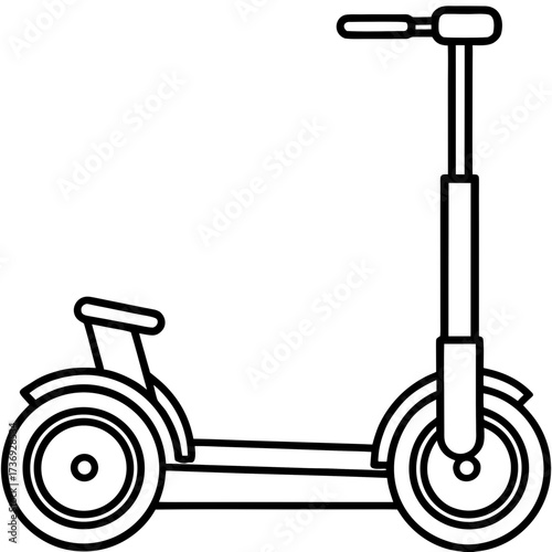 Minimalist Segway Line Art Vector Illustration on White Background
