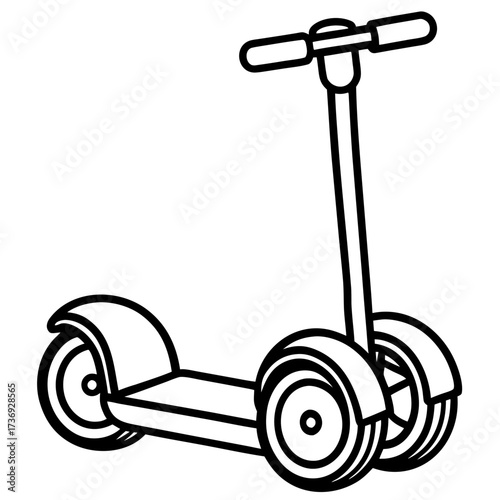 Minimalist Segway Line Art Vector Illustration on White Background
