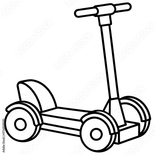 Minimalist Segway Line Art Vector Illustration on White Background