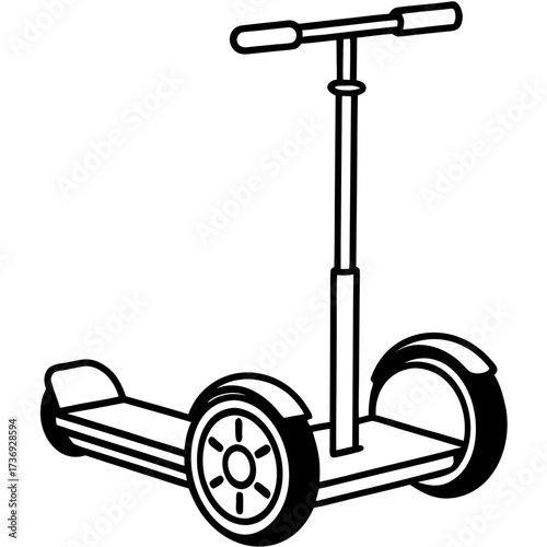 Minimalist Segway Line Art Vector Illustration on White Background