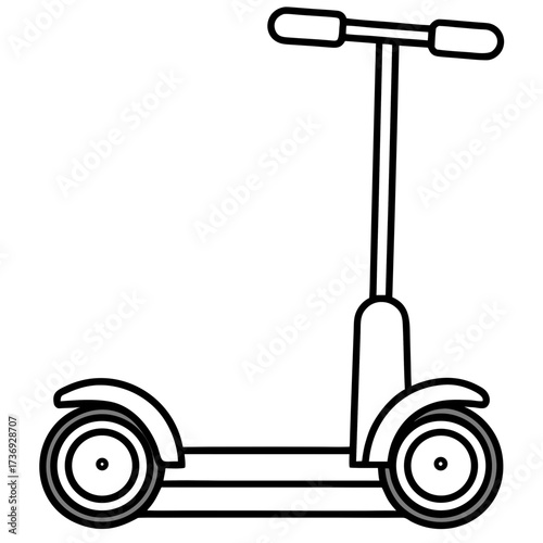 Minimalist Segway Line Art Vector Illustration on White Background