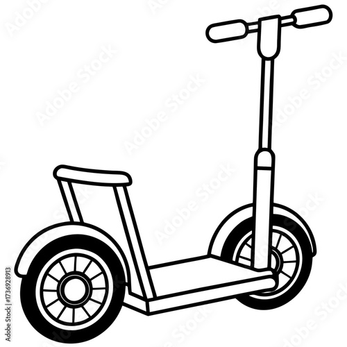 Modern Segway Outline Vector Drawing Isolated on White