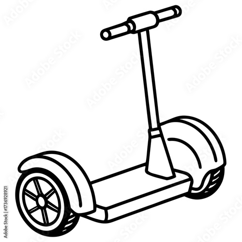 Modern Segway Outline Vector Drawing Isolated on White