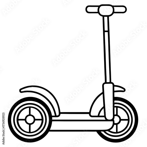 Modern Segway Outline Vector Drawing Isolated on White
