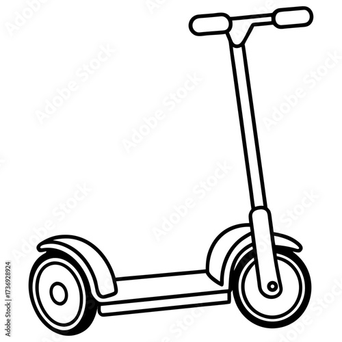 Modern Segway Outline Vector Drawing Isolated on White