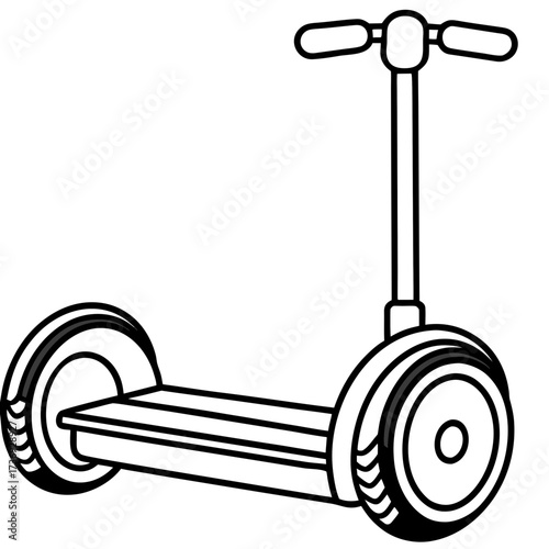 Modern Segway Outline Vector Drawing Isolated on White