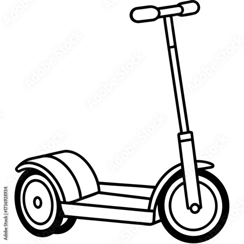 Modern Segway Outline Vector Drawing Isolated on White