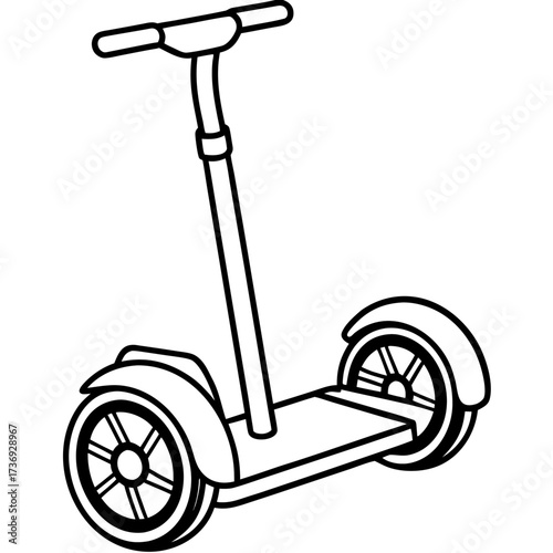 Modern Segway Outline Vector Drawing Isolated on White