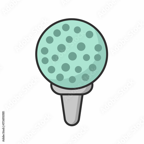 Stylized Mint Golf Ball on Tee, Isolated Vector Graphic