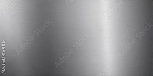 Shiny grey brushed steel metallic texture with a light reflection on the aluminium plate surface