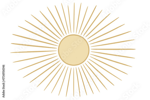 Vintage sunburst vector illustration. Retro sun rays background for design. Abstract boho sun ray theme wallpaper. Esoteric, mystical, spiritual sunlight symbol. Golden starburst.