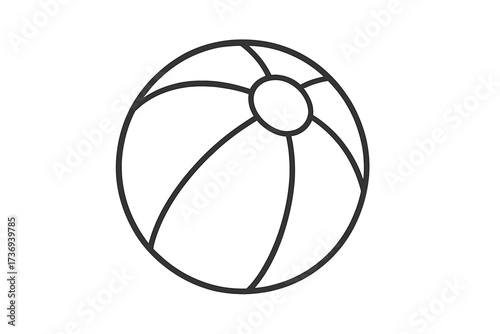 Beach ball thin line icon. Vector illustration for summer vacation and beach leisure. Inflatable toy for pool party fun. Simple outline graphic symbol for holiday design.