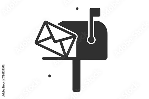 Mailbox with letter icon. Sending or receiving mail. Post delivery service symbol. Communication concept. Vector glyph for postal correspondence, newsletter, or subscription.