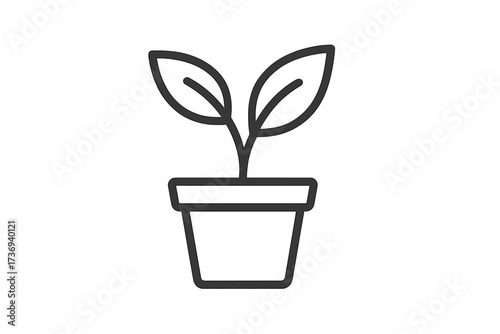 Sprout in pot thin line icon. Plant growing concept. Seedling symbol for new life, start, development. Vector for ecology, environment, gardening, organic, nature, fresh.