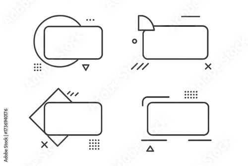 Modern graphic design text box collection. Abstract vector frame illustrations for placing text. Minimalist banners with linear strokes and geometric shapes. Quote box template.