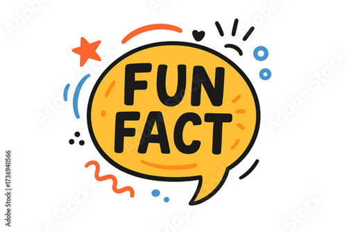 Fun fact doodle speech bubble vector icon. Hand drawn fun fact for quiz or trivia. Cheerful message balloon illustration. Did you know concept with cartoon lettering style.