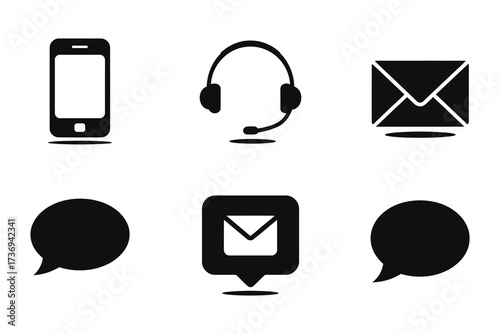 Contact methods and customer support channel icons for business and communication needs