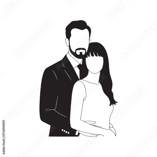 Embracing Couple Silhouette with Beard embrace woman