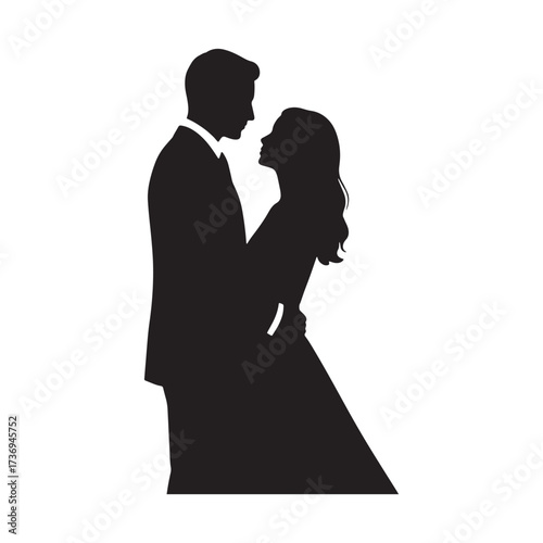 Silhouette Couple Embracing in Formal Attire embrace