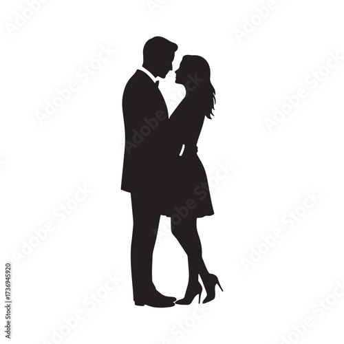 Silhouette of Romantic Couple Embracing embrace love