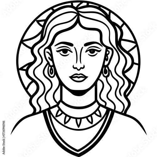 Elegant Boho Chic Line Drawing Vector Isolated on White