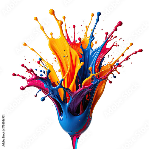 Vibrant splash of colors, liquid paints exploding in artistic, dynamic form