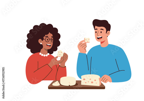 Perfect for food bloggers, social media posts, or advertising related to sharing moments and enjoying food with loved ones.