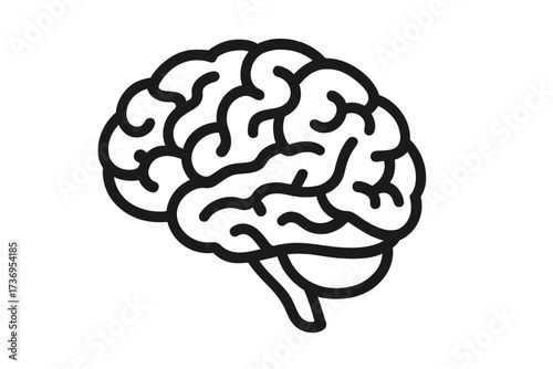 Human brain line icon. Symbol of mind, intelligence, knowledge, and creative ideas. Vector graphic for concepts like neurology, psychology, mental health, and medical science.