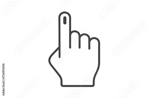 Vote India vector icon. Inked index finger representing voting in Indian elections. Thin outline style hand symbol of democracy, citizen choice, and electoral process.