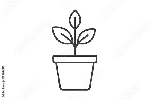 Sprout in a pot line icon. Plant growing concept. Seedling vector illustration. Symbol of new life, beginning, development, ecology, nature, investment and business growth.