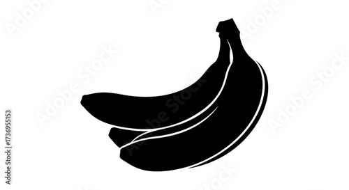 Bold banana duo silhouetted against a pristine white background, evoking simplicity