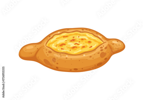Delicious khachapuri, georgian cheese bread, a musttry dish for food bloggers, travel magazines, and restaurant websites. Rich, cheesy, unforgettable treat.
