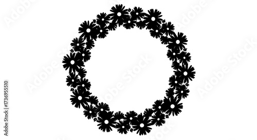 Elegant floral wreath silhouette with artistic flower arrangement design