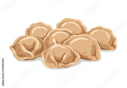 Pile of pelmeni dumplings, perfect for menu designs, food blogs, recipe cards, or cultural websites focusing on eastern european cuisine.