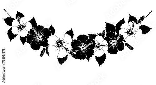Elegant monochrome hibiscus arrangement design for artistic compositions