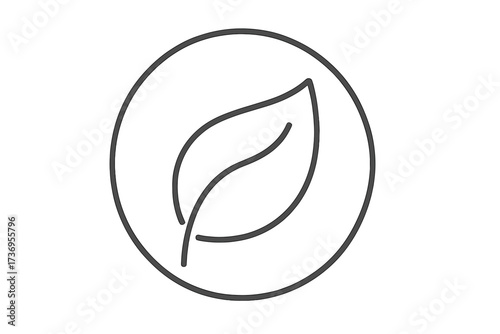 Organic bio leaf vector thin line icon. Eco friendly vegan logo concept. Natural product symbol. Ecology, environment and sustainability sign. Plant growth illustration.
