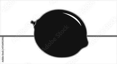Minimalist Lemon Illustration in Black and White with Line Accents