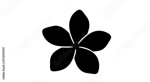 Minimalist Plumeria Blossom Silhouette on Pure White Backdrop Simplicity