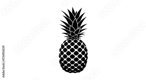 Simple pineapple silhouette with bold black lines, isolated on white