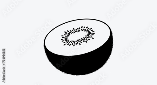 Simple single kiwi slice illustration on a clean white backdrop