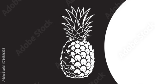 Striking monochrome pineapple illustration on contrasting background