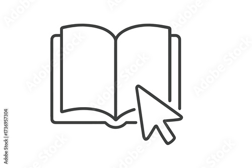 Ebook and online learning concept. Click on book line icon. Vector illustration for digital library, e-learning, online education, reading app. Study and knowledge symbol.