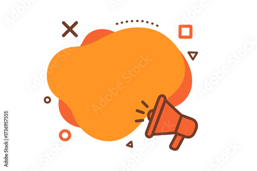 Did you know banner with megaphone. Abstract fluid shape for interesting facts, trivia, or quiz games. Modern vector illustration for knowledge, curiosity, and announcements.