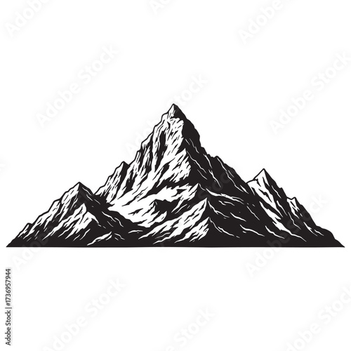 Stylized mountain range silhouette with sharp peaks