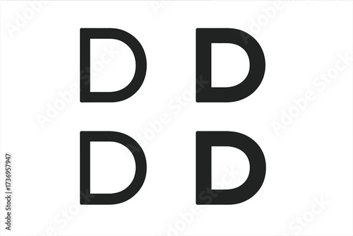 Letter D logo collection. Modern minimalist vector icon design template set. D monogram for corporate brand identity. Alphabet initial symbol pack for business. Simple font.