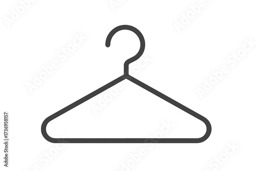 Hanger line icon for clothes and fashion. Wardrobe and closet symbol. Vector illustration for apparel store, laundry service, or dry cleaning. Minimalist outline pictogram.
