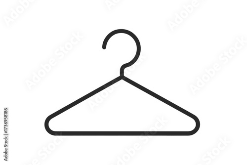 Hanger icon simple line style. Wardrobe storage. Closet organization. Fashion boutique logo. Clothing retail concept. Dry cleaning service. Laundry symbol. Minimal vector pictogram.