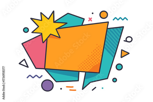Trendy exclusive offer geometric vector banner with limited time only tag in modern retro pop comic style, bright colors and dynamic shapes for promo marketing, vector design